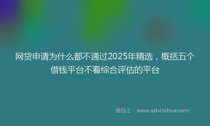网贷申请为什么都不通过2025年精选，概括五个借钱平台不看综合评估的平台