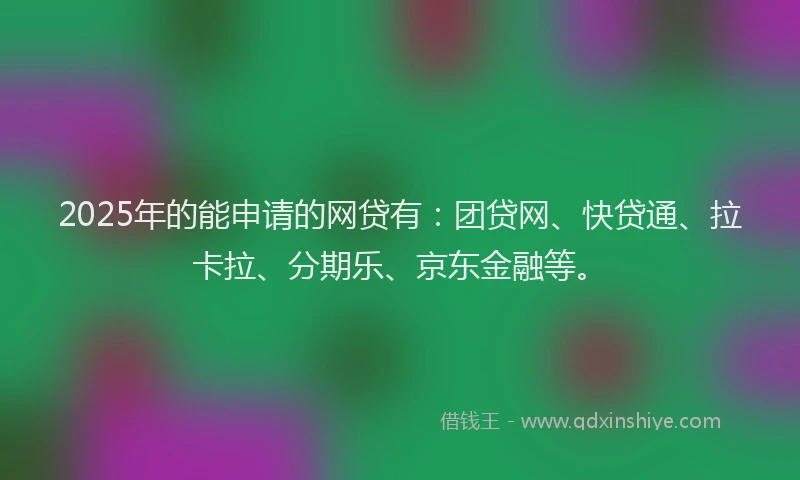 2025年的能申请的网贷有：团贷网、快贷通、拉卡拉、分期乐、京东金融等。