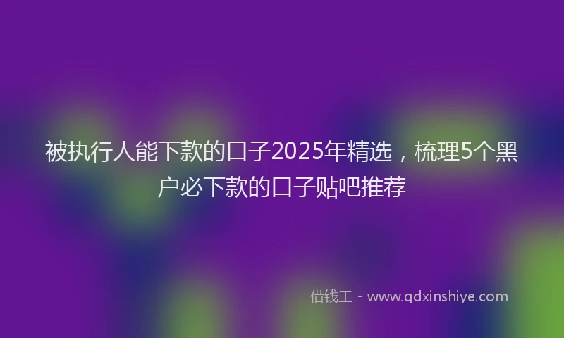 被执行人能下款的口子2025年精选，梳理5个黑户必下款的口子贴吧推荐