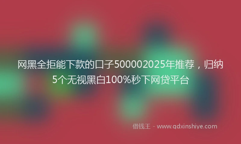 网黑全拒能下款的口子500002025年推荐，归纳5个无视黑白100%秒下网贷平台