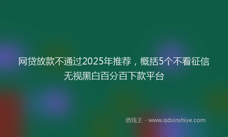 网贷放款不通过2025年推荐，概括5个不看征信无视黑白百分百下款平台