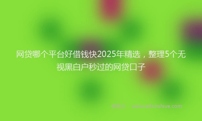 网贷哪个平台好借钱快2025年精选，整理5个无视黑白户秒过的网贷口子