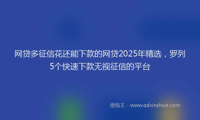 网贷多征信花还能下款的网贷2025年精选，罗列5个快速下款无视征信的平台