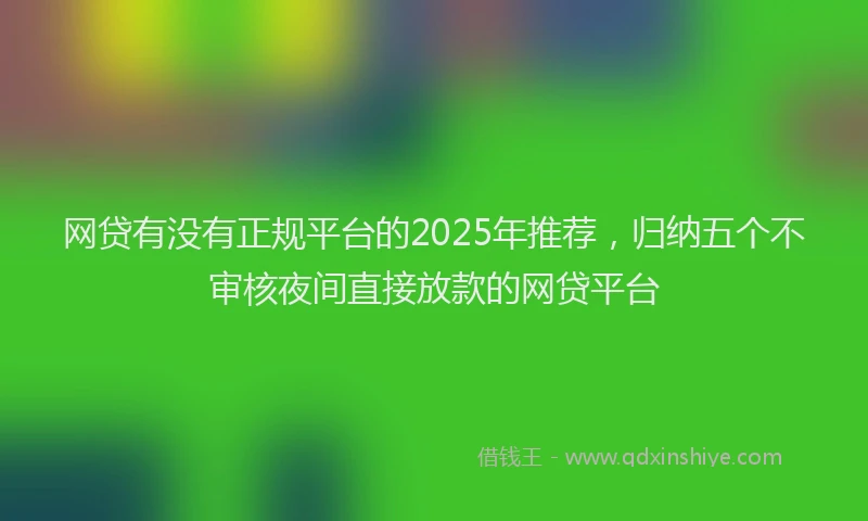 网贷有没有正规平台的2025年推荐，归纳五个不审核夜间直接放款的网贷平台