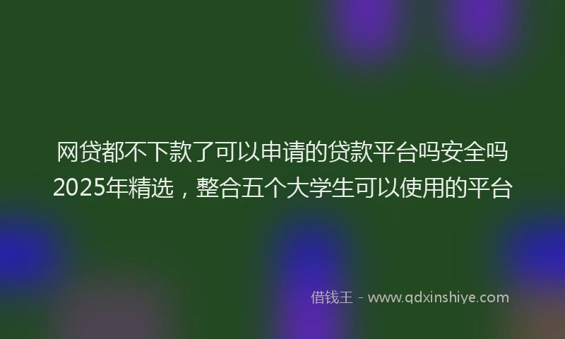 网贷都不下款了可以申请的贷款平台吗安全吗2025年精选，整合五个大学生可以使用的平台