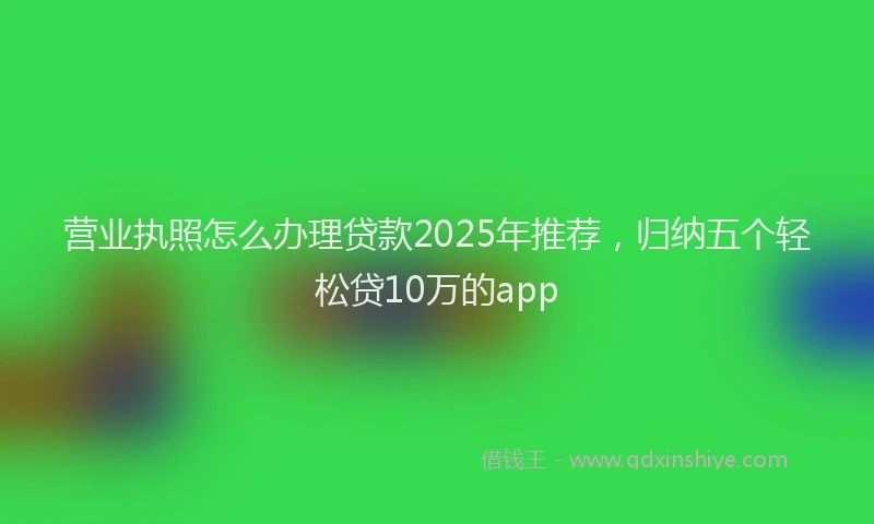营业执照怎么办理贷款2025年推荐，归纳五个轻松贷10万的app