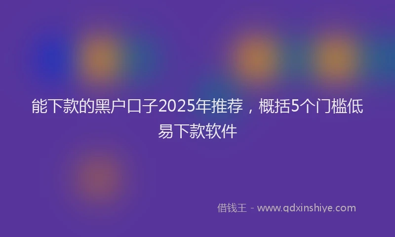 能下款的黑户口子2025年推荐，概括5个门槛低易下款软件