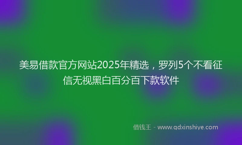 美易借款官方网站2025年精选，罗列5个不看征信无视黑白百分百下款软件