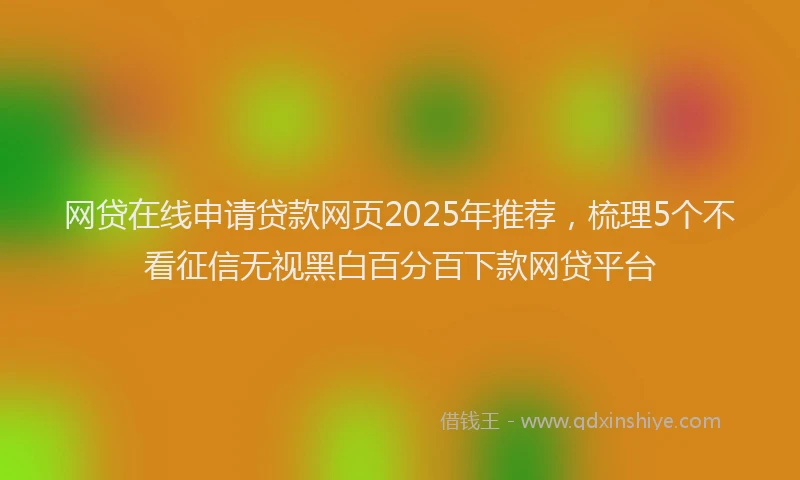 网贷在线申请贷款网页2025年推荐，梳理5个不看征信无视黑白百分百下款网贷平台