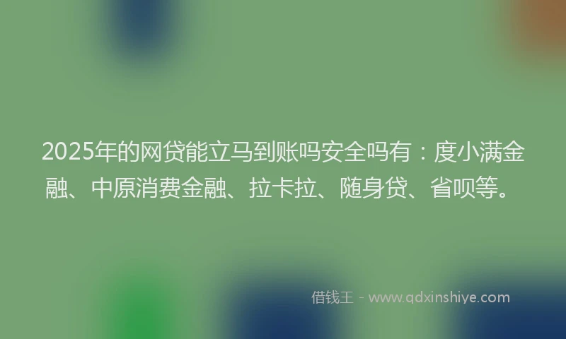 2025年的网贷能立马到账吗安全吗有：度小满金融、中原消费金融、拉卡拉、随身贷、省呗等。