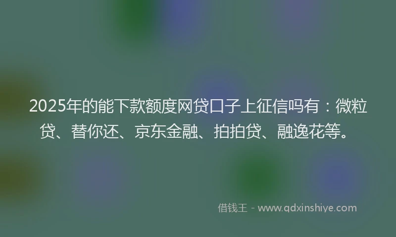 2025年的能下款额度网贷口子上征信吗有：微粒贷、替你还、京东金融、拍拍贷、融逸花等。