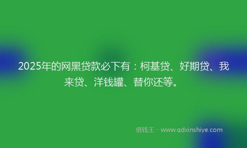 2025年的网黑贷款必下有：柯基贷、好期贷、我来贷、洋钱罐、替你还等。