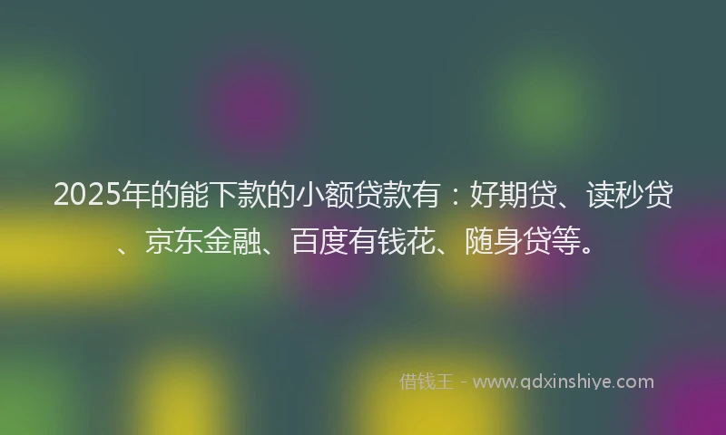 2025年的能下款的小额贷款有：好期贷、读秒贷、京东金融、百度有钱花、随身贷等。
