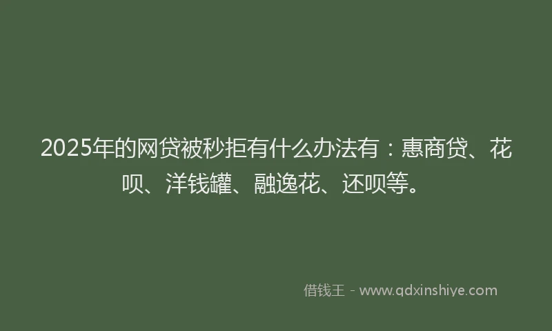 2025年的网贷被秒拒有什么办法有：惠商贷、花呗、洋钱罐、融逸花、还呗等。