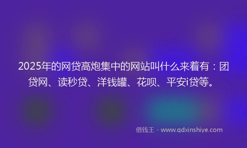 2025年的网贷高炮集中的网站叫什么来着有：团贷网、读秒贷、洋钱罐、花呗、平安i贷等。