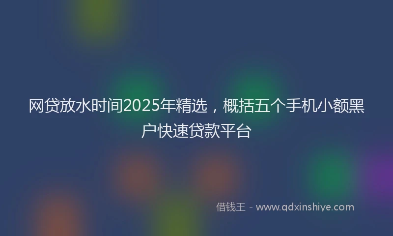 网贷放水时间2025年精选，概括五个手机小额黑户快速贷款平台