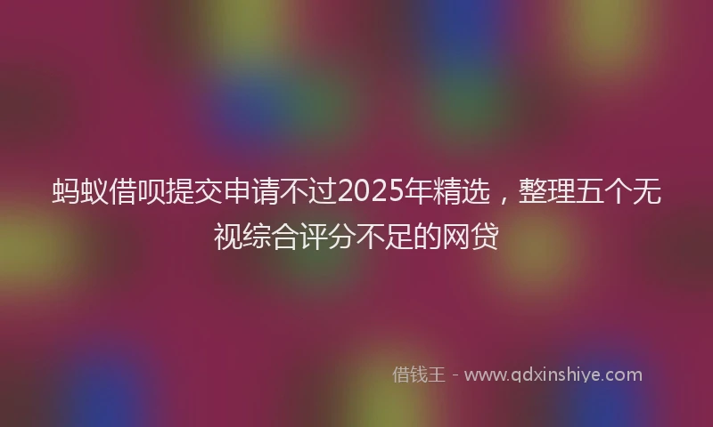 蚂蚁借呗提交申请不过2025年精选，整理五个无视综合评分不足的网贷