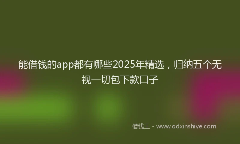能借钱的app都有哪些2025年精选，归纳五个无视一切包下款口子