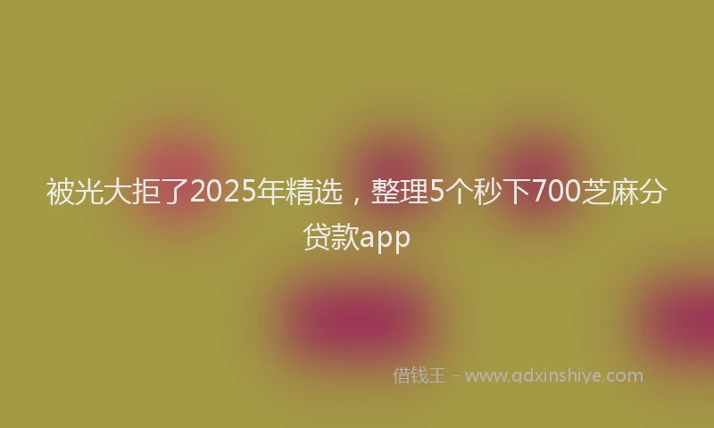 被光大拒了2025年精选，整理5个秒下700芝麻分贷款app