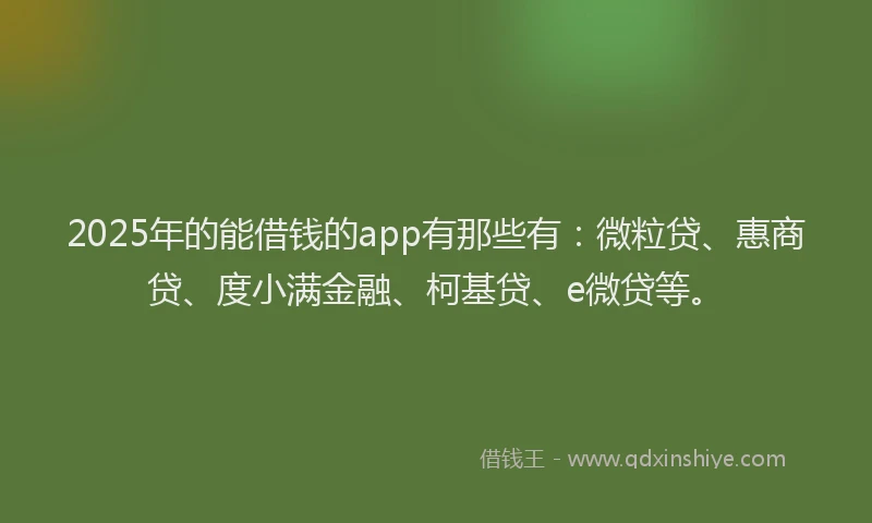 2025年的能借钱的app有那些有：微粒贷、惠商贷、度小满金融、柯基贷、e微贷等。