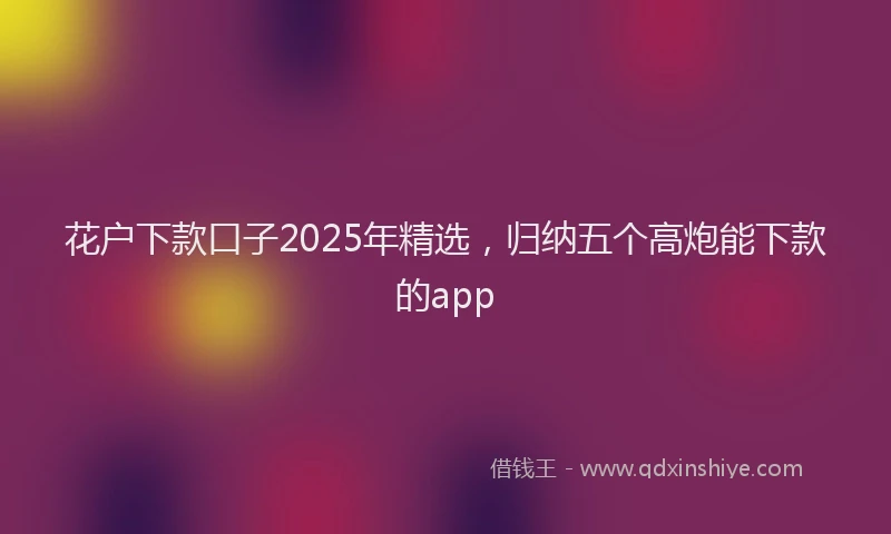 花户下款口子2025年精选，归纳五个高炮能下款的app