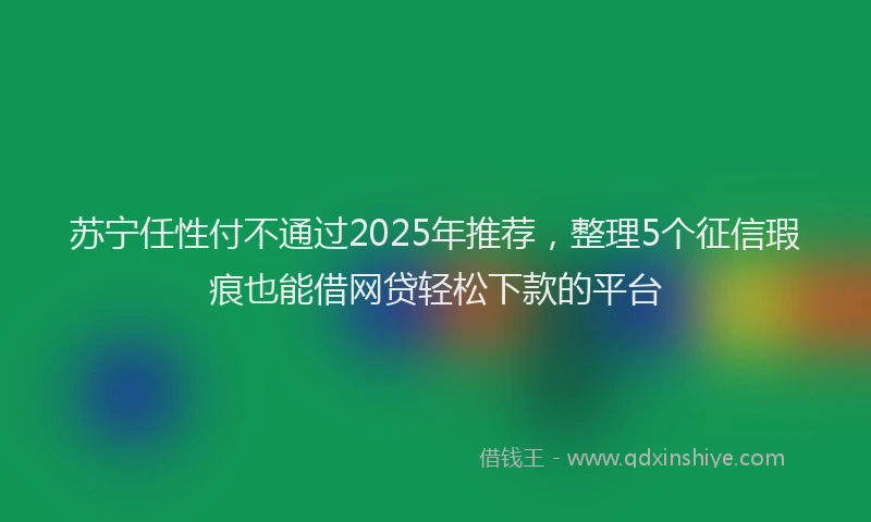 苏宁任性付不通过2025年推荐，整理5个征信瑕疵也能借网贷轻松下款的平台