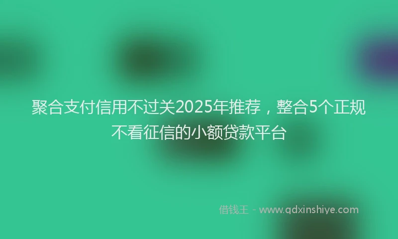 聚合支付信用不过关2025年推荐，整合5个正规不看征信的小额贷款平台