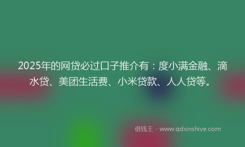 2025年的网贷必过口子推介有：度小满金融、滴水贷、美团生活费、小米贷款、人人贷等。