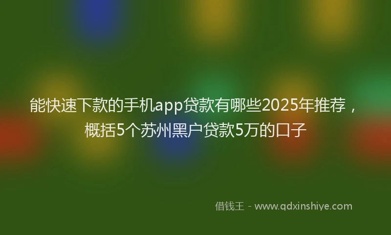 能快速下款的手机app贷款有哪些2025年推荐，概括5个苏州黑户贷款5万的口子