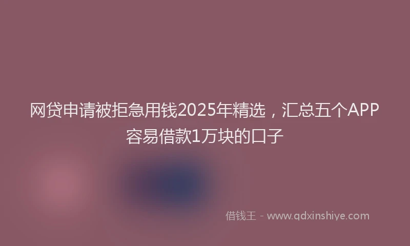 网贷申请被拒急用钱2025年精选，汇总五个APP容易借款1万块的口子
