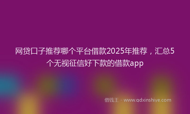 网贷口子推荐哪个平台借款2025年推荐，汇总5个无视征信好下款的借款app