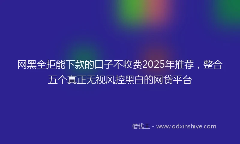网黑全拒能下款的口子不收费2025年推荐，整合五个真正无视风控黑白的网贷平台