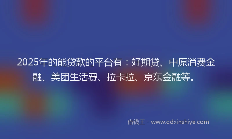 2025年的能贷款的平台有：好期贷、中原消费金融、美团生活费、拉卡拉、京东金融等。