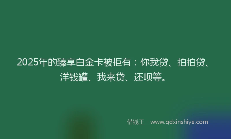 2025年的臻享白金卡被拒有：你我贷、拍拍贷、洋钱罐、我来贷、还呗等。