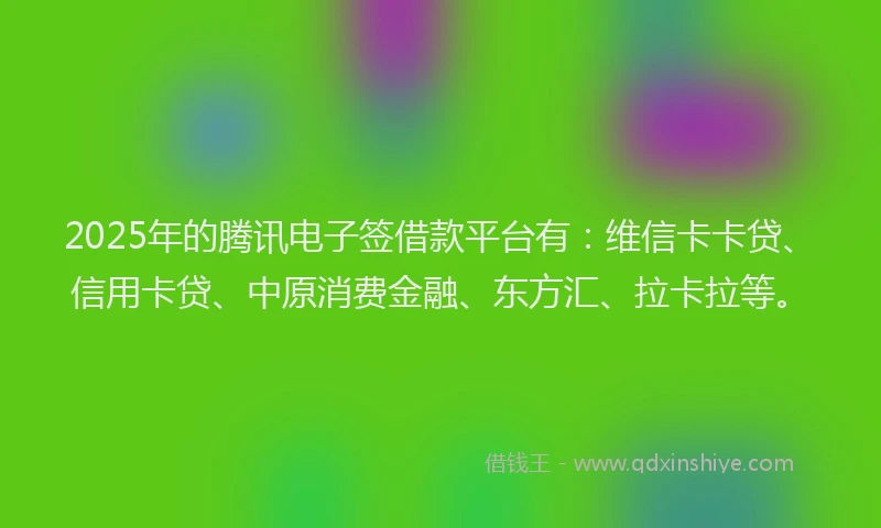 2025年的腾讯电子签借款平台有：维信卡卡贷、信用卡贷、中原消费金融、东方汇、拉卡拉等。