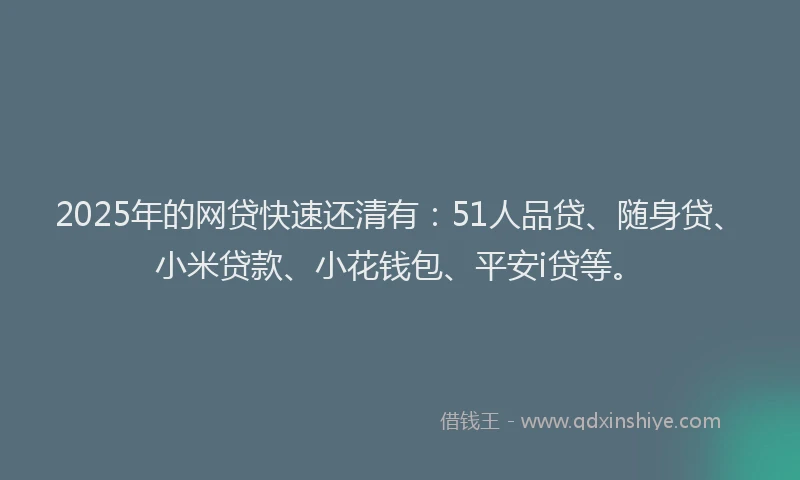 2025年的网贷快速还清有：51人品贷、随身贷、小米贷款、小花钱包、平安i贷等。