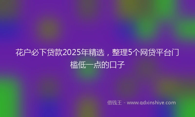 花户必下贷款2025年精选，整理5个网贷平台门槛低一点的口子
