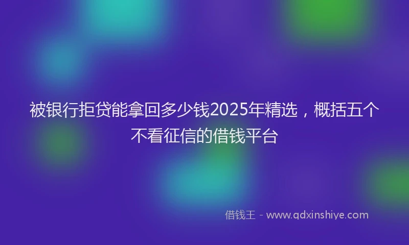 被银行拒贷能拿回多少钱2025年精选，概括五个不看征信的借钱平台