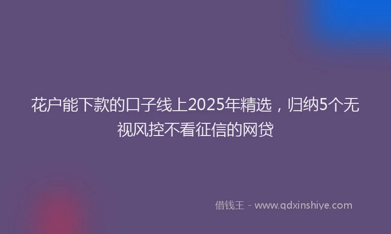 花户能下款的口子线上2025年精选，归纳5个无视风控不看征信的网贷