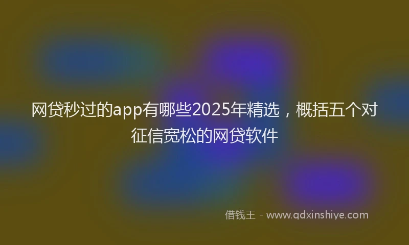 网贷秒过的app有哪些2025年精选，概括五个对征信宽松的网贷软件