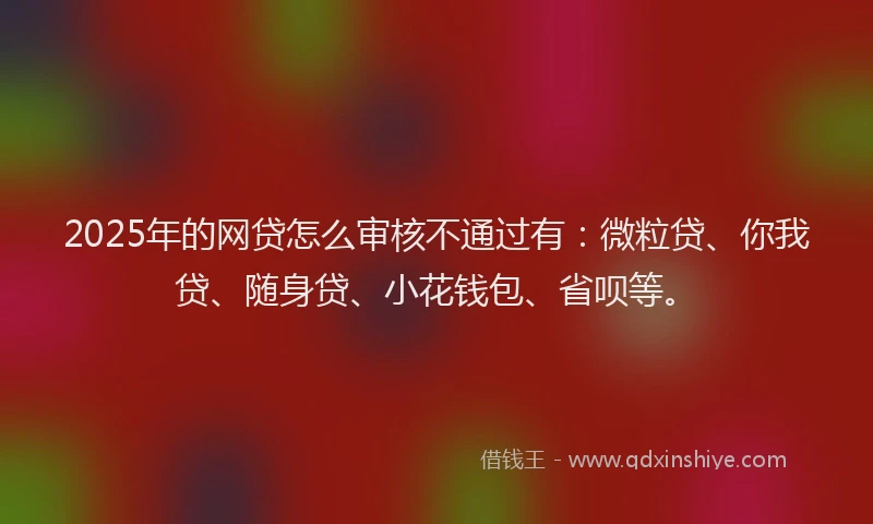 2025年的网贷怎么审核不通过有：微粒贷、你我贷、随身贷、小花钱包、省呗等。