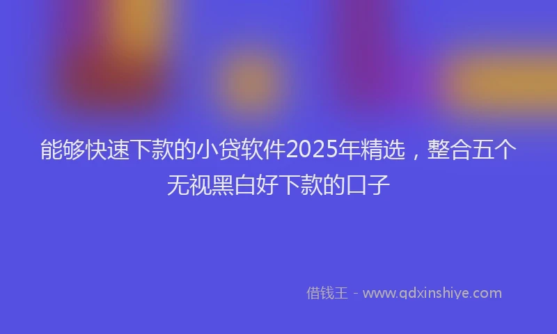 能够快速下款的小贷软件2025年精选，整合五个无视黑白好下款的口子
