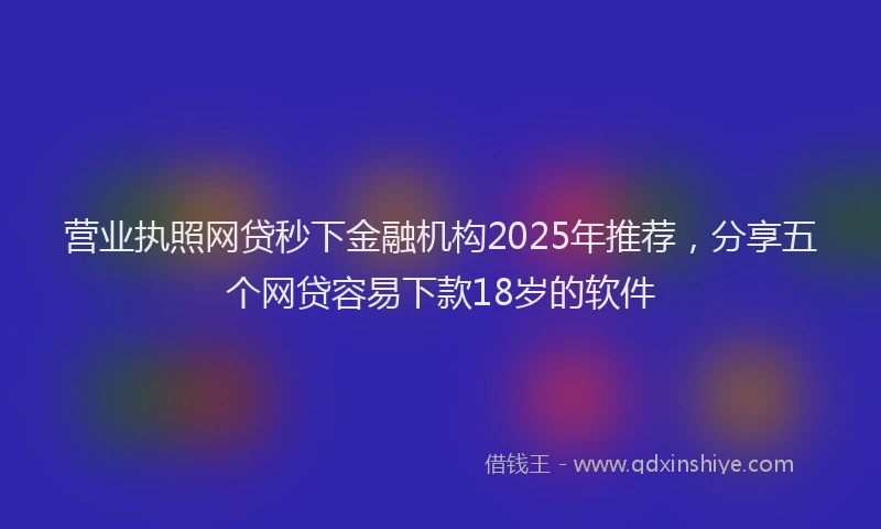 营业执照网贷秒下金融机构2025年推荐，分享五个网贷容易下款18岁的软件