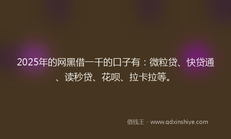 2025年的网黑借一千的口子有：微粒贷、快贷通、读秒贷、花呗、拉卡拉等。