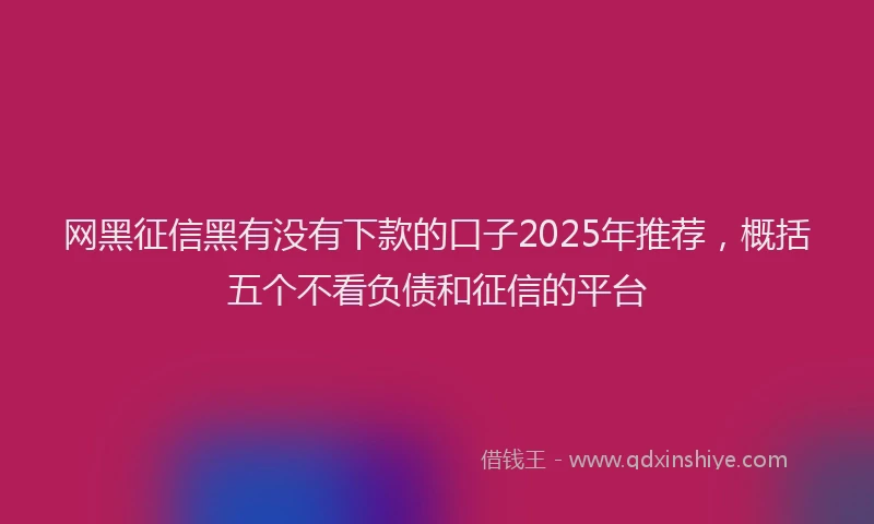 网黑征信黑有没有下款的口子2025年推荐，概括五个不看负债和征信的平台