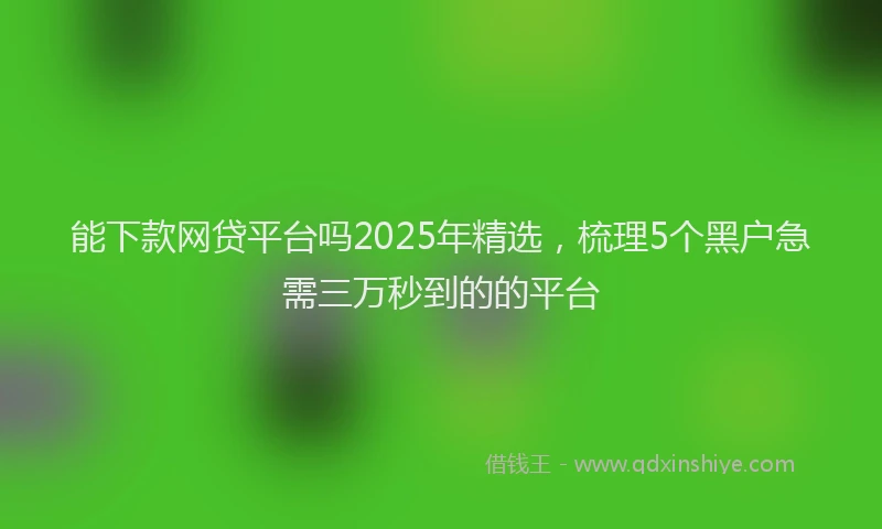 能下款网贷平台吗2025年精选，梳理5个黑户急需三万秒到的的平台