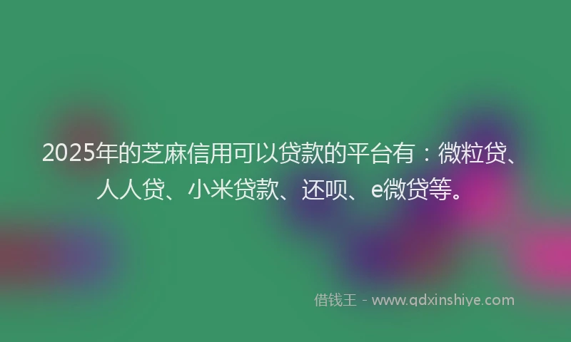 2025年的芝麻信用可以贷款的平台有：微粒贷、人人贷、小米贷款、还呗、e微贷等。