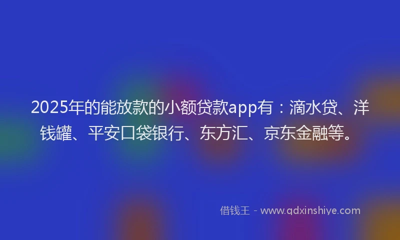2025年的能放款的小额贷款app有：滴水贷、洋钱罐、平安口袋银行、东方汇、京东金融等。
