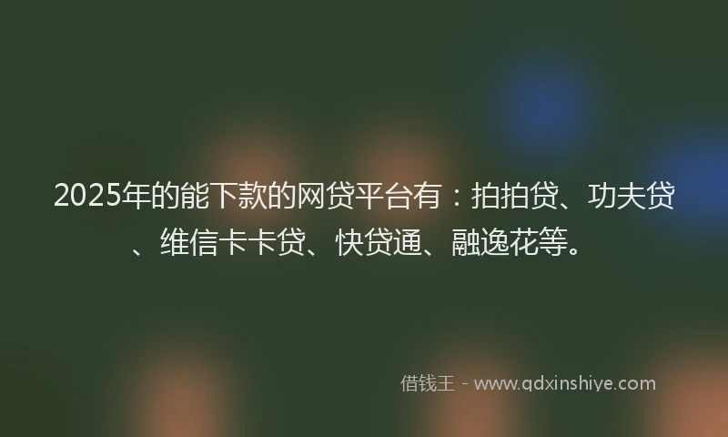 2025年的能下款的网贷平台有：拍拍贷、功夫贷、维信卡卡贷、快贷通、融逸花等。