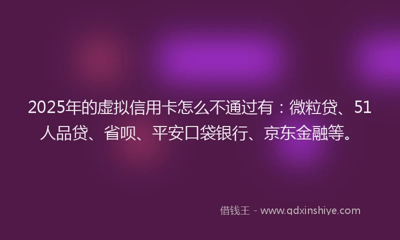 2025年的虚拟信用卡怎么不通过有：微粒贷、51人品贷、省呗、平安口袋银行、京东金融等。